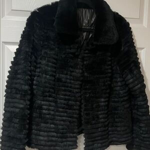 Women's Reversible Black Faux Fur Jacket Size S/M